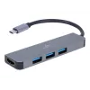 Θήκη σύνδεσης laptop USB-C GEMBIRD A-CM-COMBO2-01 — USB 3.2 Gen 1 Type-C, 3× USB-A, 1× HDMI, γκρι