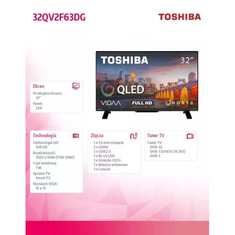Τηλεόραση QLED 32 inch 32QV2F63DG