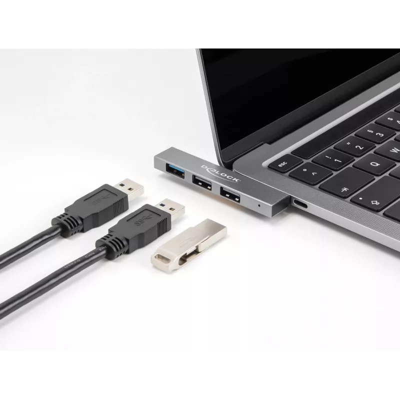 DeLOCK Hub USB 3 θυρών λεπτό USB Type-C 10 Gbps 2 x USB 2.0