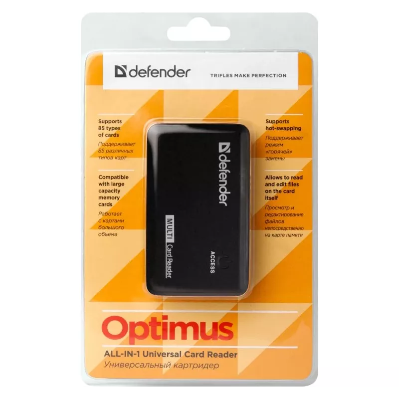 Αναγνώστης καρτών Defender OPTIMUS USB 2.0 Universal Μαύρο