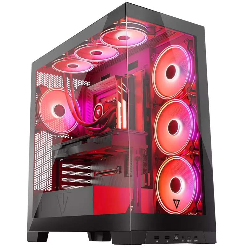 Κουτί PC MODECOM Volcano SPACE APEX ARGB Midi Tower, Γυαλί Tempered, USB-C, Υποστηρίζει ATX/microATX/Mini-ITX, GPU έως 430 mm, Ψύκτρα CPU έως 180 mm