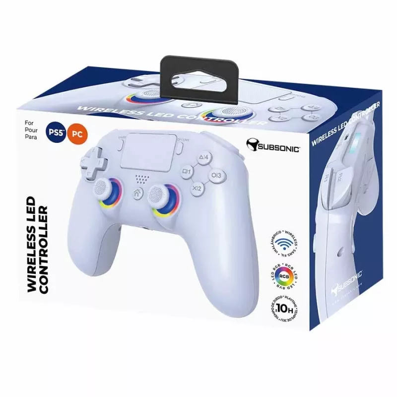 Gamepad Subsonic PS5 Wireless LED Controller λευκό D-pad Home Options Share