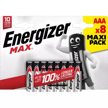 Μπαταρία μίας χρήσης Energizer MAX AAA Alkaline 1,5 V – Συσκευασία 8 τεμ., κυλινδρική, 10 χρόνια διάρκεια