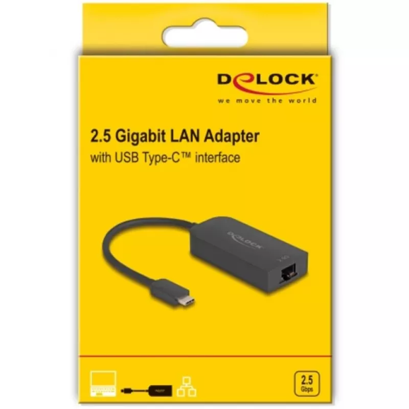 DeLOCK 66045 Προσαρμογέας USB 5 Gbps Type-A σε 2,5 Gigabit LAN RJ45 Μαύρο