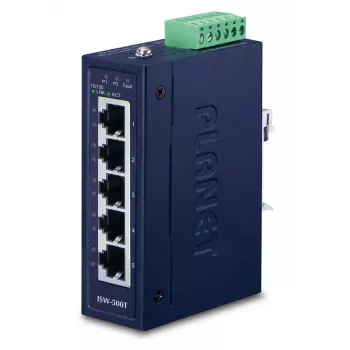 Δικτυακός διακόπτης PLANET ISW-500T, unmanaged 5-Port Fast Ethernet (10/100), 12–48V, μπλε