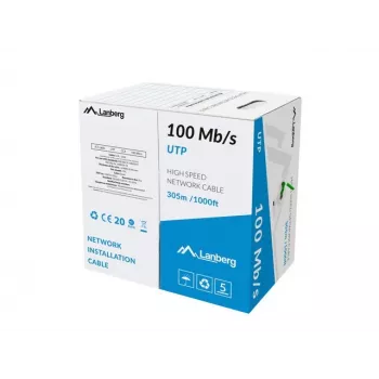 Καλώδιο δικτύου LANBERG LCU5-10CC-0305-G U/UTP Cat5e 305 m Πράσινο, 24 AWG, CCA, PVC περίβλημα