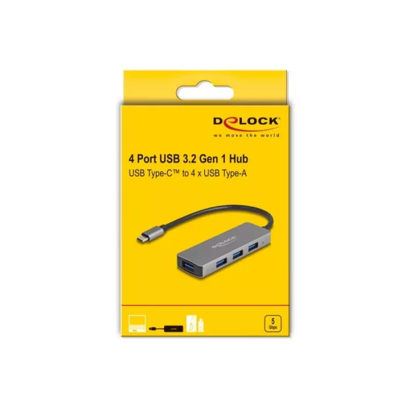 DeLOCK 63173 Hub USB Type-C 5000 Mbit/s Μαύρο