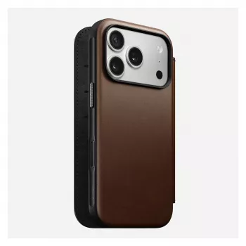 Δερμάτινη θήκη folio κινητού Nomad Modern Leather Folio για iPhone 17 Pro – καφέ, για 6,3 ίντσες (16 cm), 4 θήκες καρτών