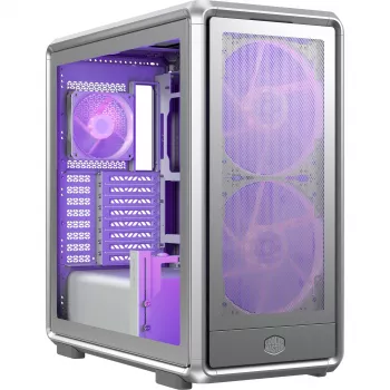 PC Midi Tower Cooler Master MasterFrame 600 Mesh Ασημί — υποστηρίζει ATX/EATX, μπροστά 2×200mm, μονάδες 2,5 inch/3,5 inch
