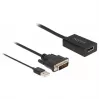 Delock - καλώδιο προσαρμογέα - DVI-D, USB (μόνο τροφοδοσία) (Α) σε DisplayPort (Θ) - DisplayPort 1,2 - 50 cm - υποστήριξη 4K 30 Hz - μαύρο (63189)