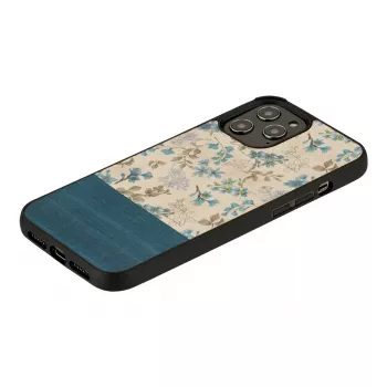 Θήκη κινητού man and wood για iPhone 12 Pro Max — μπλε λουλούδι σε μαύρο