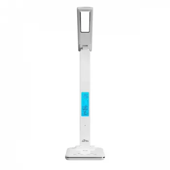 Media-Tech MT222 Leditou φωτιστικό γραφείου LED με ασύρματο φορτιστή Qi 15 W, ρολόι, ξυπνητήρι, θερμόμετρο, λευκό