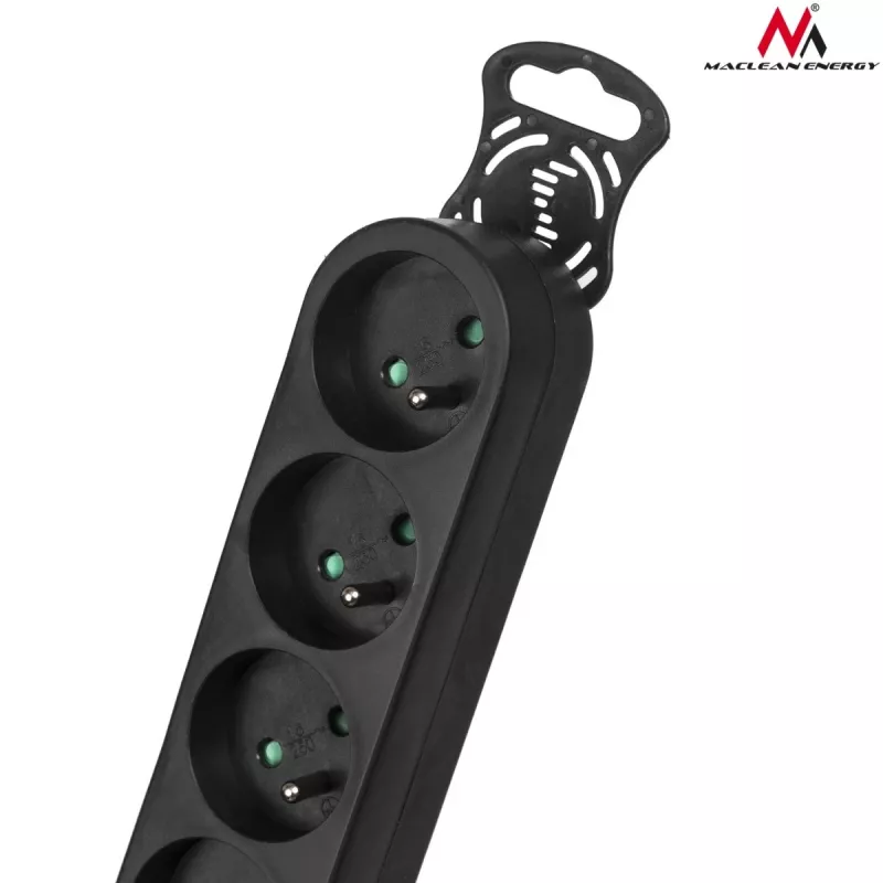 Πολύπριζο MACLEAN MCE225 — καλώδιο 1.5 m, 6 πρίζες AC Type F, εσωτερικού χώρου, μαύρο
