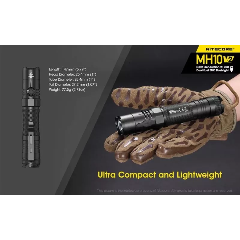 Φακός χειρός Nitecore MH10 V2 μαύρο