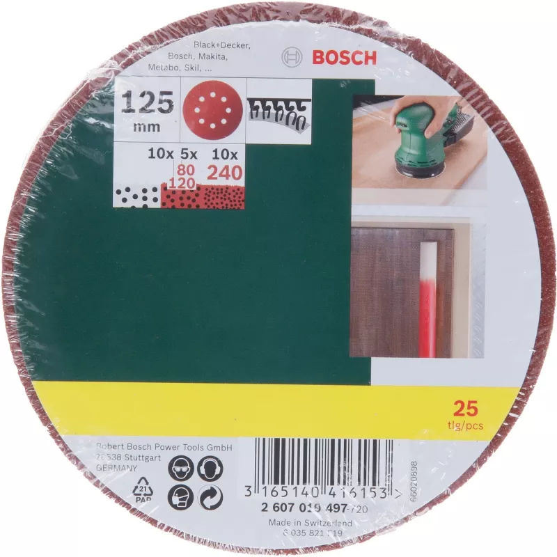 Bosch 2 607 019 497 εξάρτημα λείανσης 25 τεμάχια φύλλο λείανσης