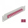 Patch panel οπτικών ινών DeLOCK 10 ιντσών 12 port LC Duplex μωβ 1U γκρι