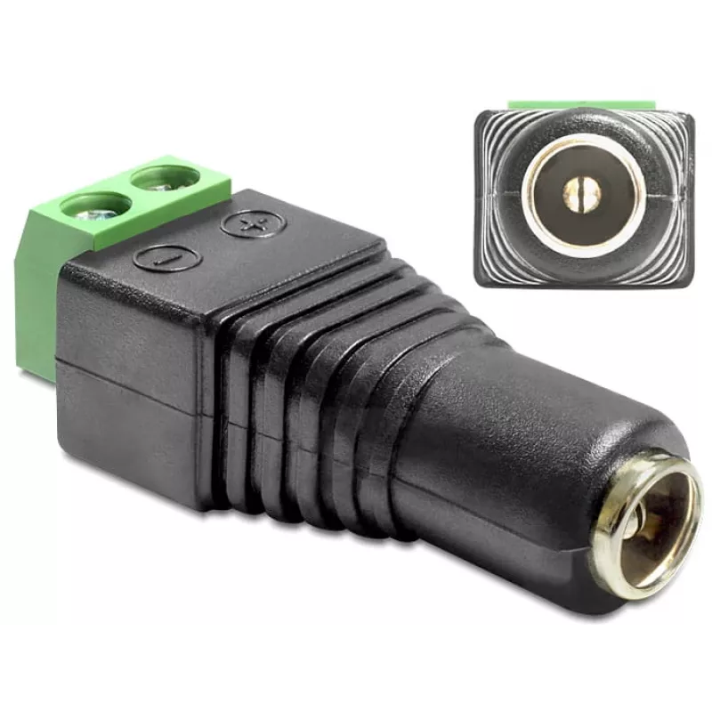 Προσαρμογέας καλωδίου DeLOCK 65485 DC 2,5 x 5,5 mm 2p μαύρο πράσινο