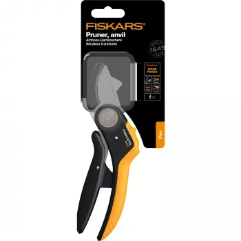 Κλαδευτήρι Fiskars Plus PowerLever αμόνι μαύρο πορτοκαλί