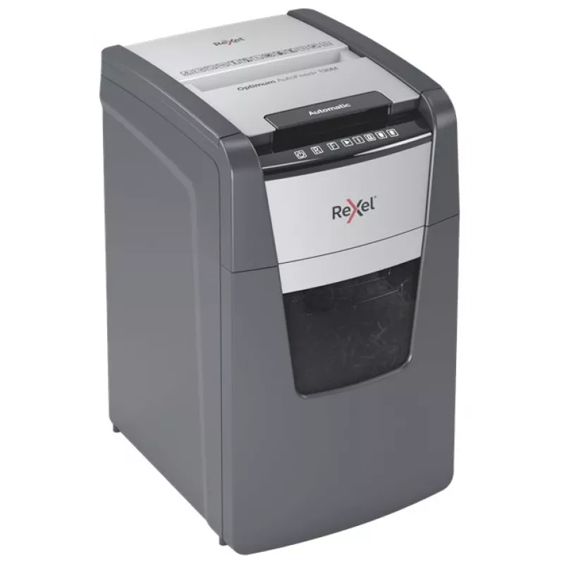 Rexel Optimum AutoFeed+ 130M καταστροφέας εγγράφων, μικροκοπή 2 x 15 mm, P-5, 130 φύλλα, κάδος 44 l