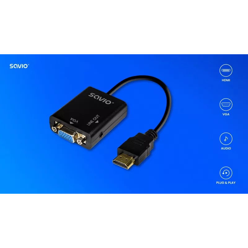 Adapter HDMI-VGA με ήχο AK-76 Savio SAVAK-76