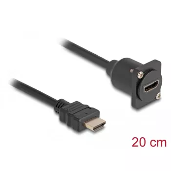 DeLOCK Καλώδιο D-Type HDMI βύσμα αρσενικό σε υποδοχή θηλυκή μαύρο 20 cm