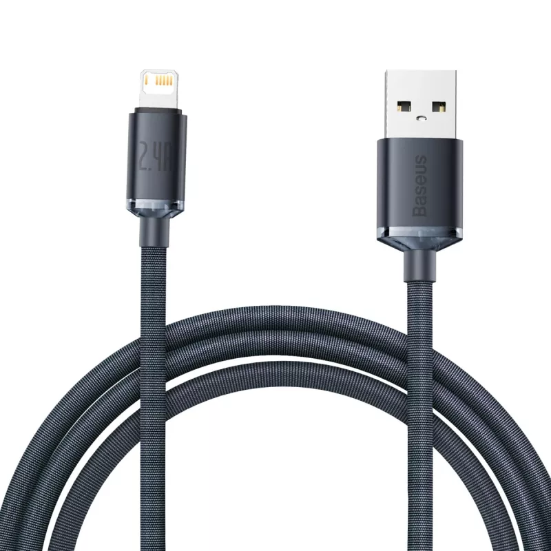 Baseus Crystal Shine καλώδιο USB σε Lightning, 2,4A, 2m (μαύρο)