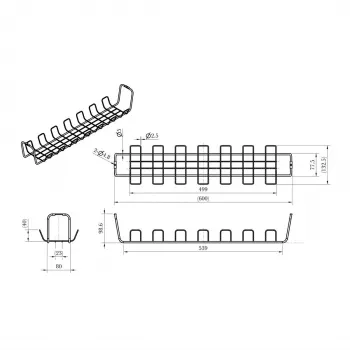 ROTRONIC-SECOMP Roline - Καλώδιο - Οργανωτής - Πλέγμα - τοποθέτηση κάτω από τραπέζι - μαύρο (συσκευασία 2 τεμ.)