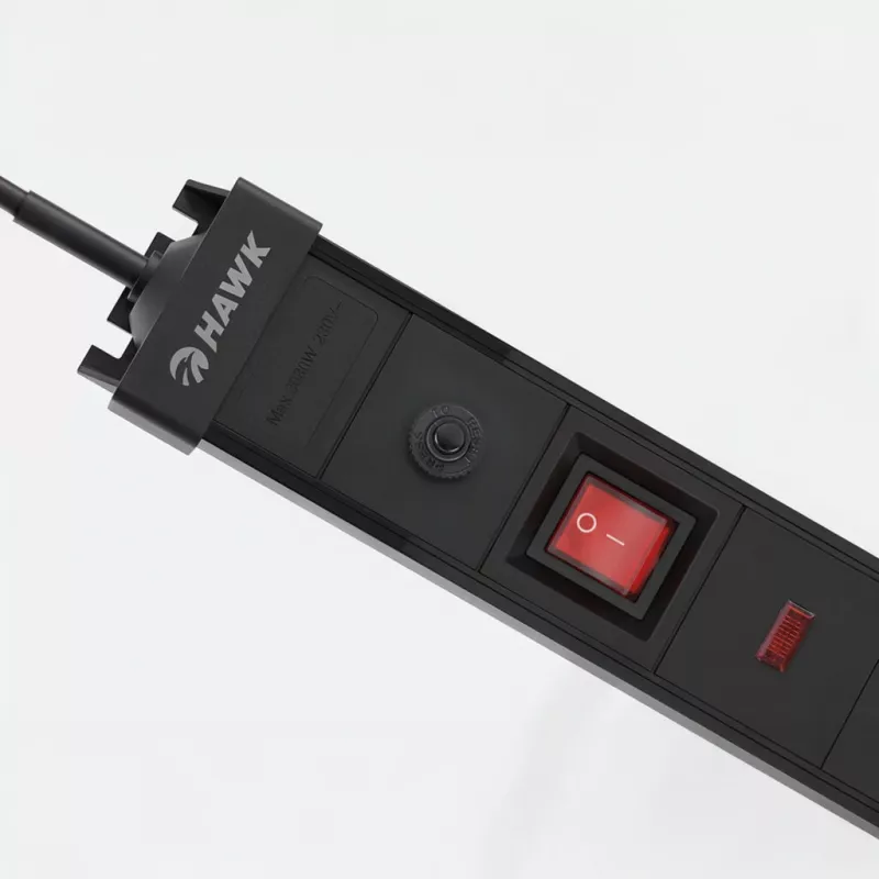 Πολύπριζο Hawk HWPS502BK 1,5 m καλώδιο, 5 πρίζες, προστασία από υπέρταση