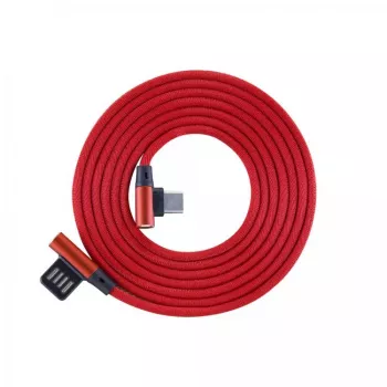 Sbox USB->Type-C 90 m/m 1,5m Type-C-90R φραουλί κόκκινο