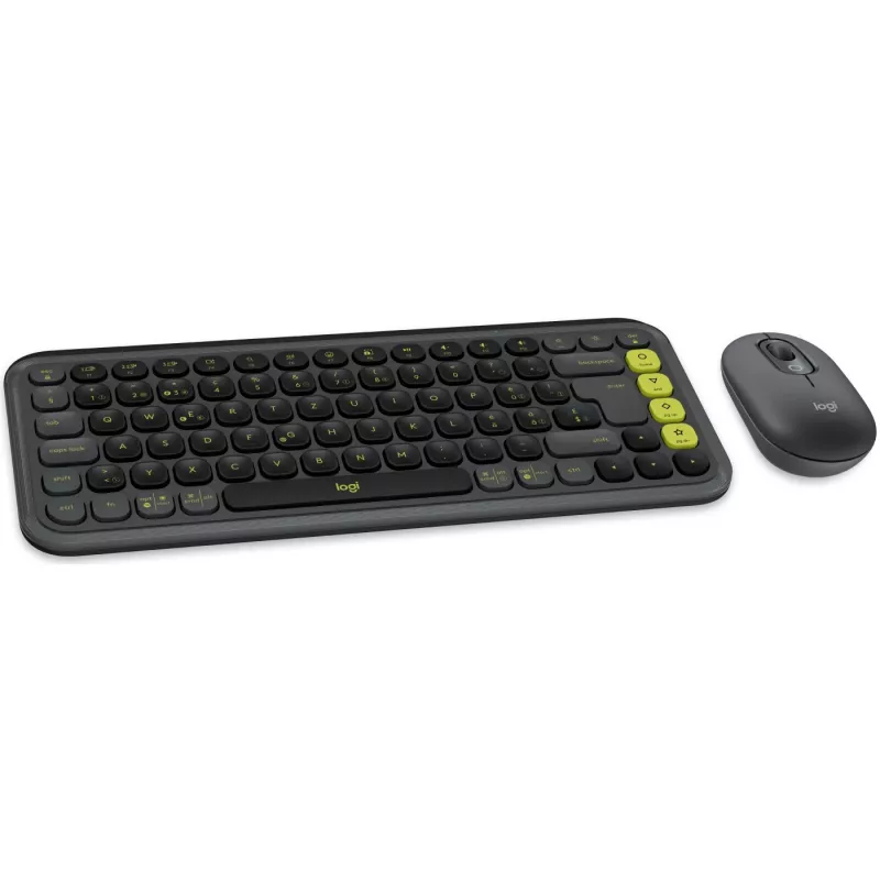Logitech POP ICON COMBO Swiss, Γραφίτης/Πράσινο, Bluetooth, Swiss, 920-013275