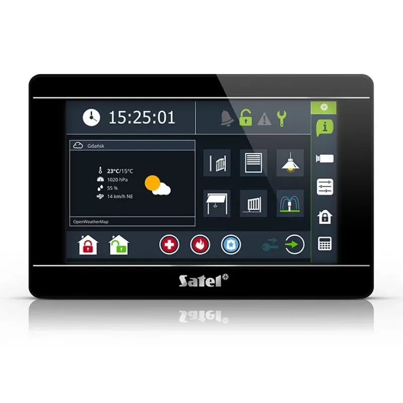 Επιτοίχιος πίνακας αφής SATEL INT-TSI-B 7 ιντσών LCD για συστήματα ασφαλείας