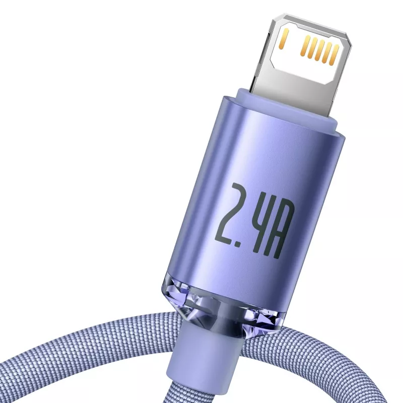 Καλώδιο Baseus Crystal Shine USB σε Lightning, 2,4A, 2m (μωβ)
