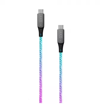 Καλώδιο φόρτισης USB-C σε USB-C FIXED FIXDLED-CC-RA με υποστήριξη PD και σταθερό μήκος, ενσωματωμένο LED ουράνιου τόξου