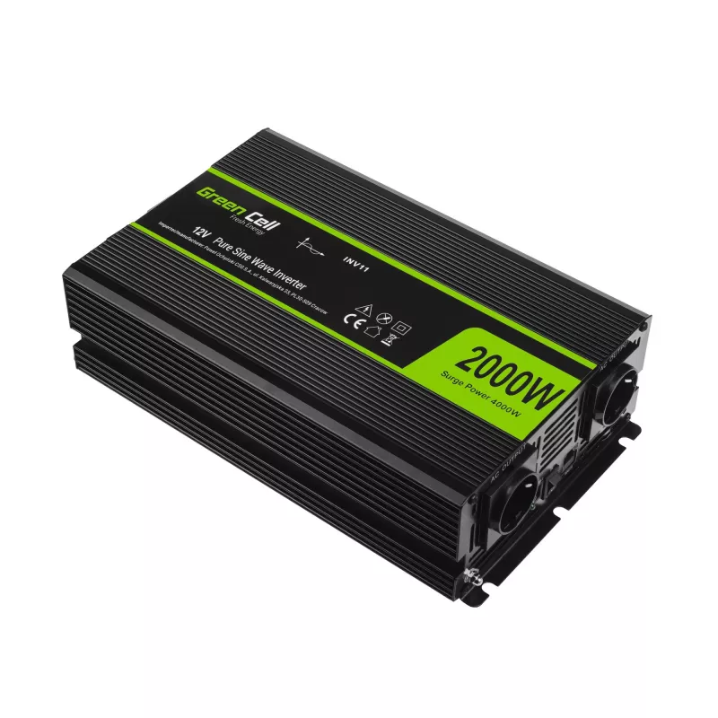 Green Cell INV11 μετατροπέας τάσης αυτοκινήτου 2000 W μαύρο