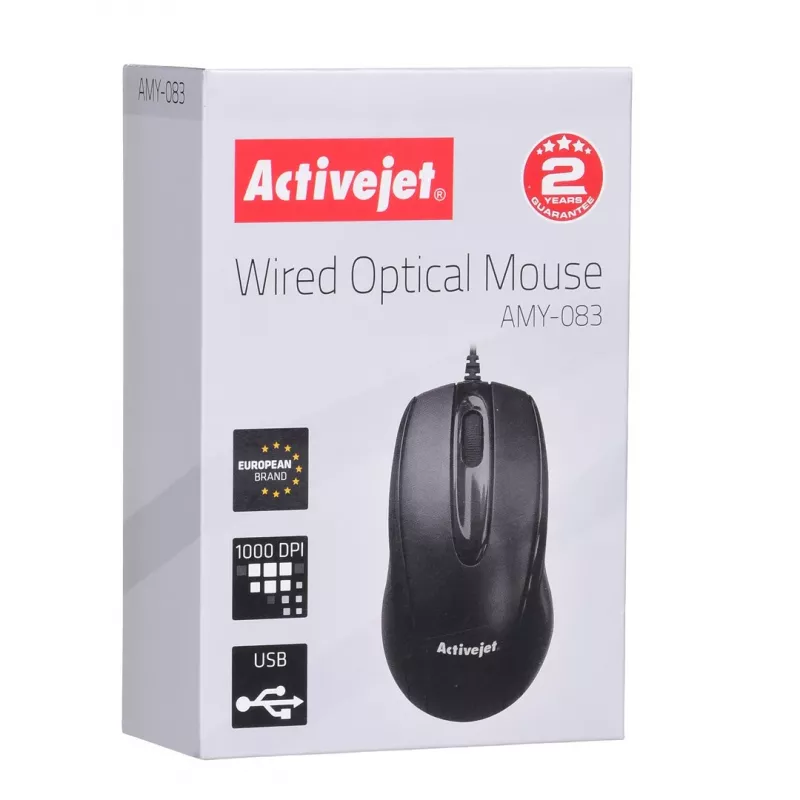 Activejet AMY-083 ποντίκι ενσύρματο USB (οπτικό; 1000 DPI; μαύρο)