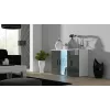 Sideboard cama meble SOHO S7, 120 cm, λευκό/γκρι γυαλιστερό, 3 πόρτες, 4 ράφια