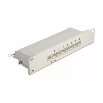 DeLOCK 10 ιντσών patch panel 8 port Cat.6A 1U γκρι