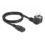 Καλώδιο τροφοδοσίας DELOCK CEE 7/7 (E+F) σε IEC C13 90° γωνιακό, 1 m, H05VV-F 3x1,00 mm², μαύρο