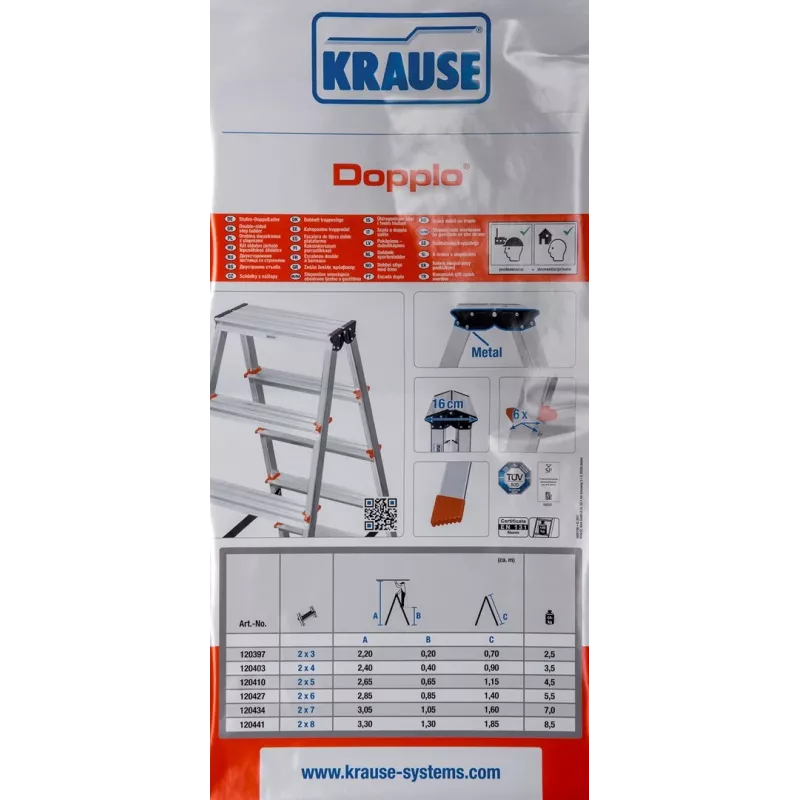 Krause Dopplo αμφίπλευρη σκάλα ασημί