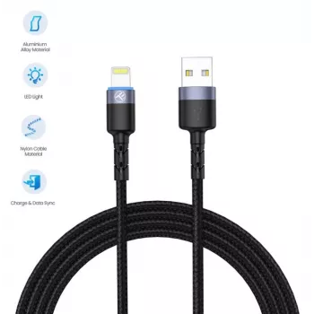 Καλώδιο δεδομένων USB σε Lightning Tellur 1,2 m νάιλον πλεκτό μαύρο