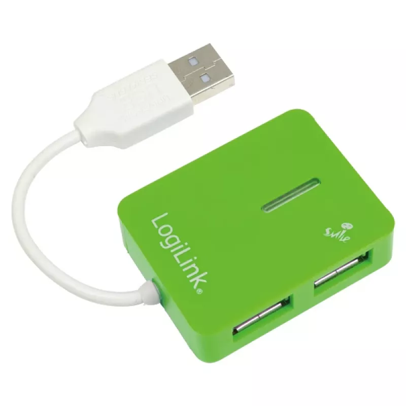 USB Hub LOGILINK UA0138 — 4‑Port USB 2.0 Hub, πράσινο, έως 480 Mbit/s