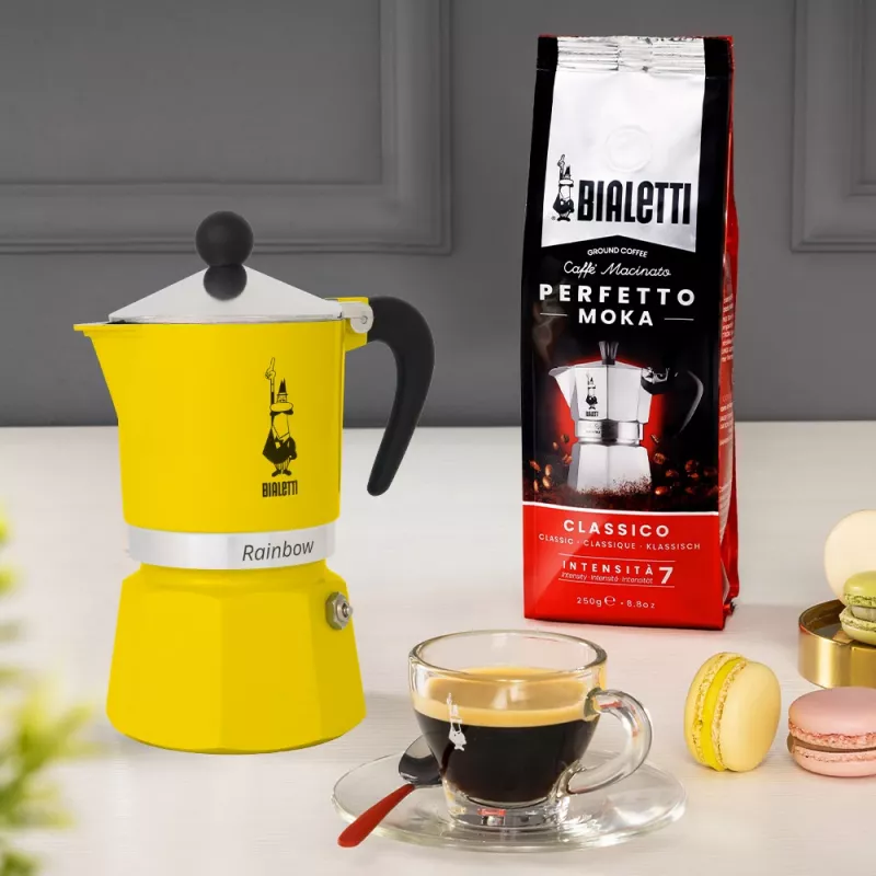 Καφετιέρα Moka Bialetti Rainbow Μαύρο Κίτρινο