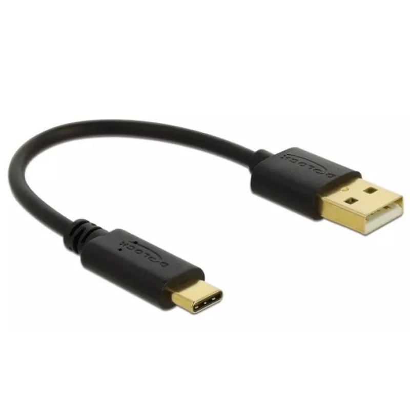 Καλώδιο φόρτισης USB DeLOCK Type-A σε USB Type-C 15 cm Μαύρο