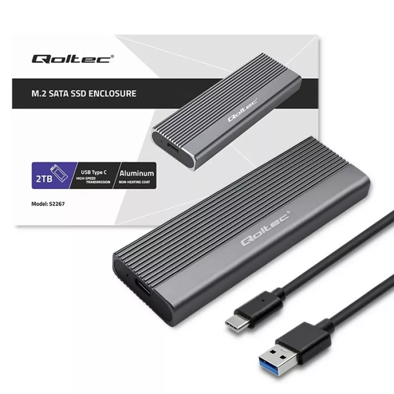 Θήκη Qoltec για M.2 SSD, SATA, NGFF, USB-C