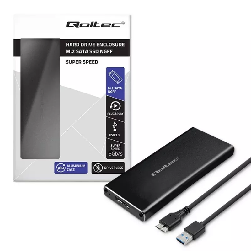Θήκη SSD M.2 SATA QOLTEC 51854 USB 3.0 χωρίς εργαλεία