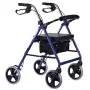 Rollator με τέσσερις τροχούς και κάθισμα, μπλε/μαύρο