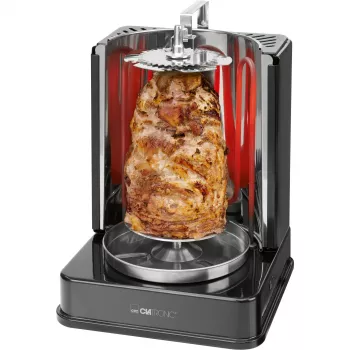 Κάθετη ηλεκτρική ψησταριά CLATRONIC DVG 3686 — 1400 W, μαύρο, περιστρεφόμενη σούβλα και 6 σούβλες