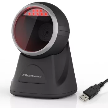 Qoltec Επιτραπέζιος αναγνώστης barcode για κωδικούς 1D και 2D, Σαρωτής QR, Μαύρο