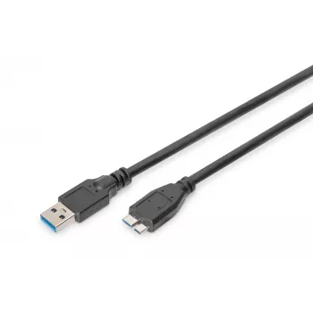 ASSMANN Καλώδιο SuperSpeed USB 3.0, βύσμα USB-A σε βύσμα Micro-USB-B, Cu AWG 28, διπλή θωράκιση, μήκος 1,0 m (AK-300116-010-S)