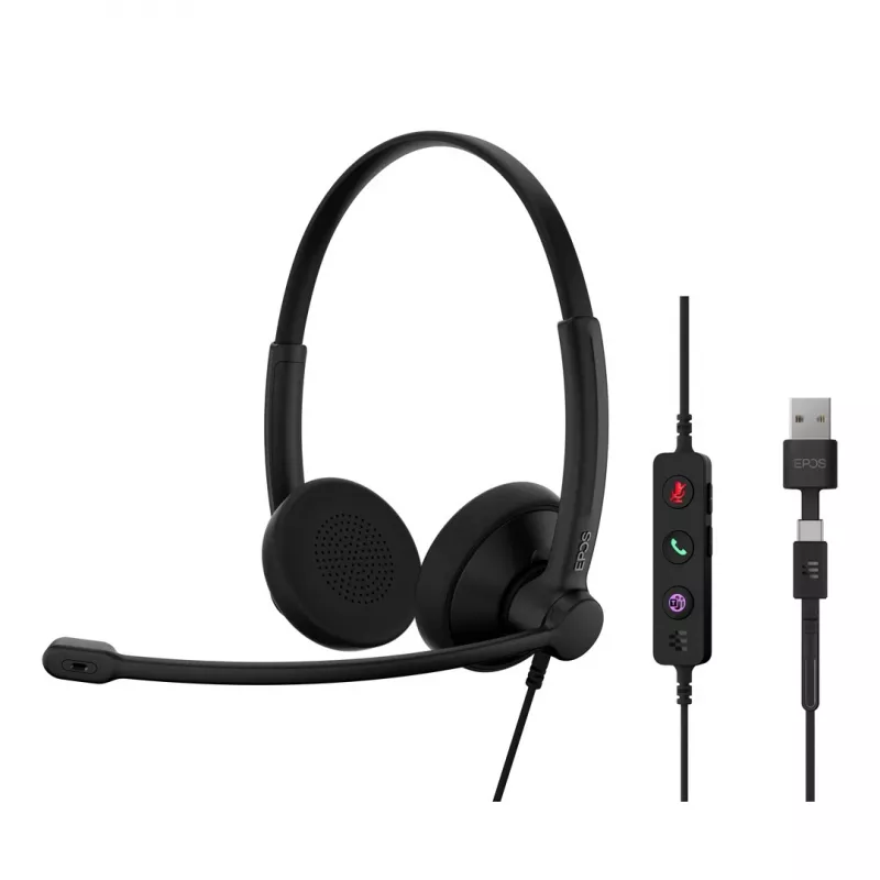 Headset EPOS IMPACT 100 UC Stereo USB-C+A Ενσύρματο Ελαφρύ Άνετο
